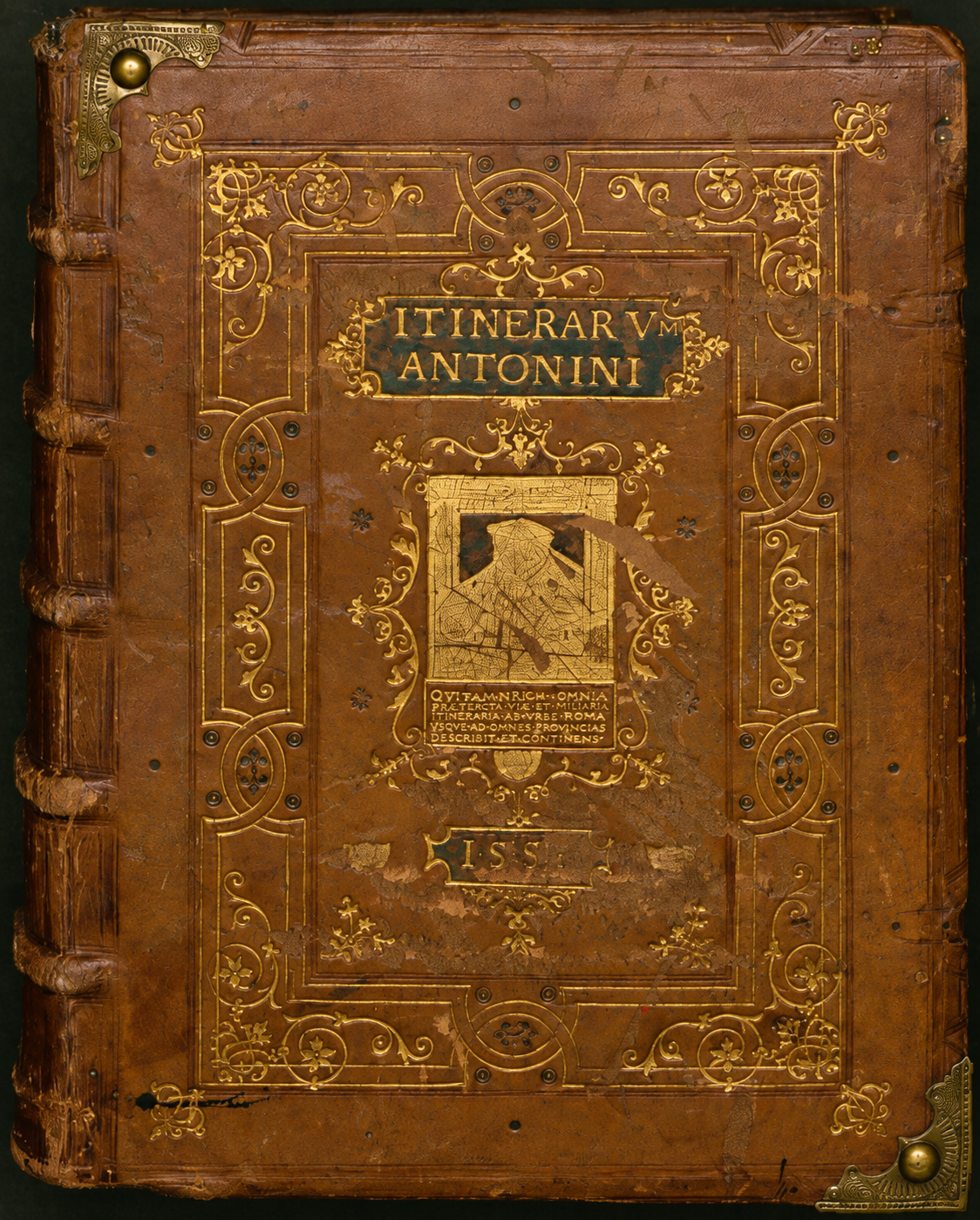 Historic Itinerarium Antonini manuscript cover