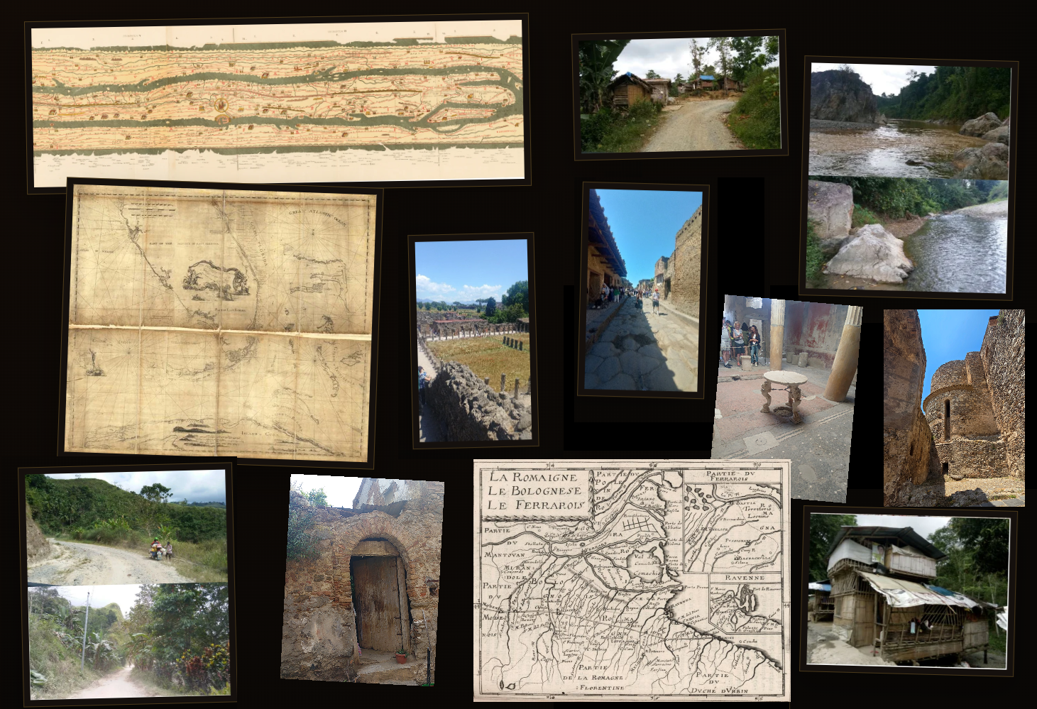 Visara geography, maps, roads, rivers, ruins, and travel research collage