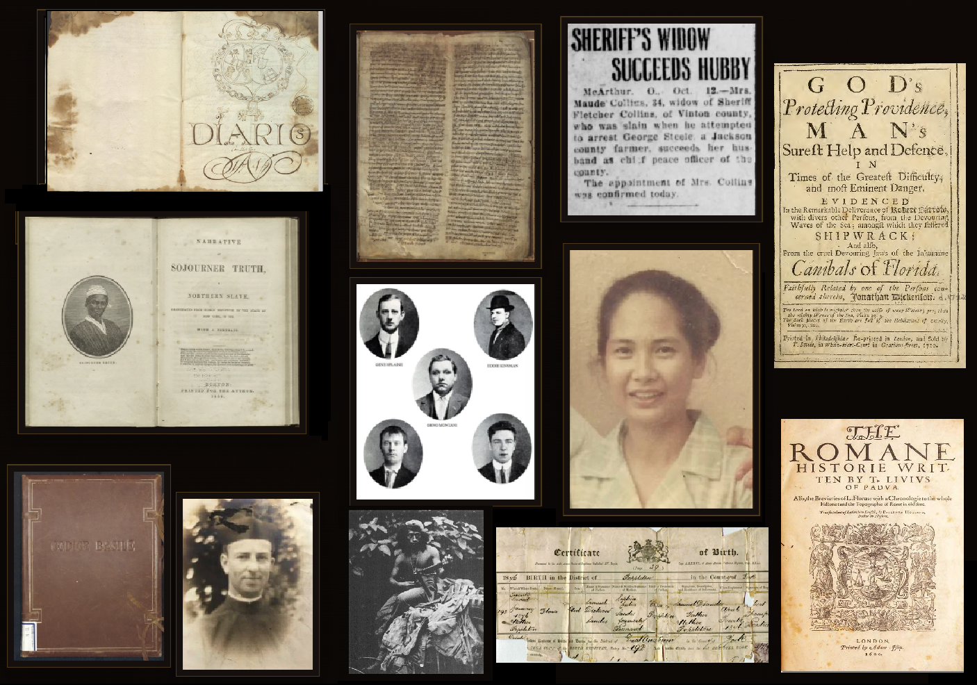 Visara historical research source collage